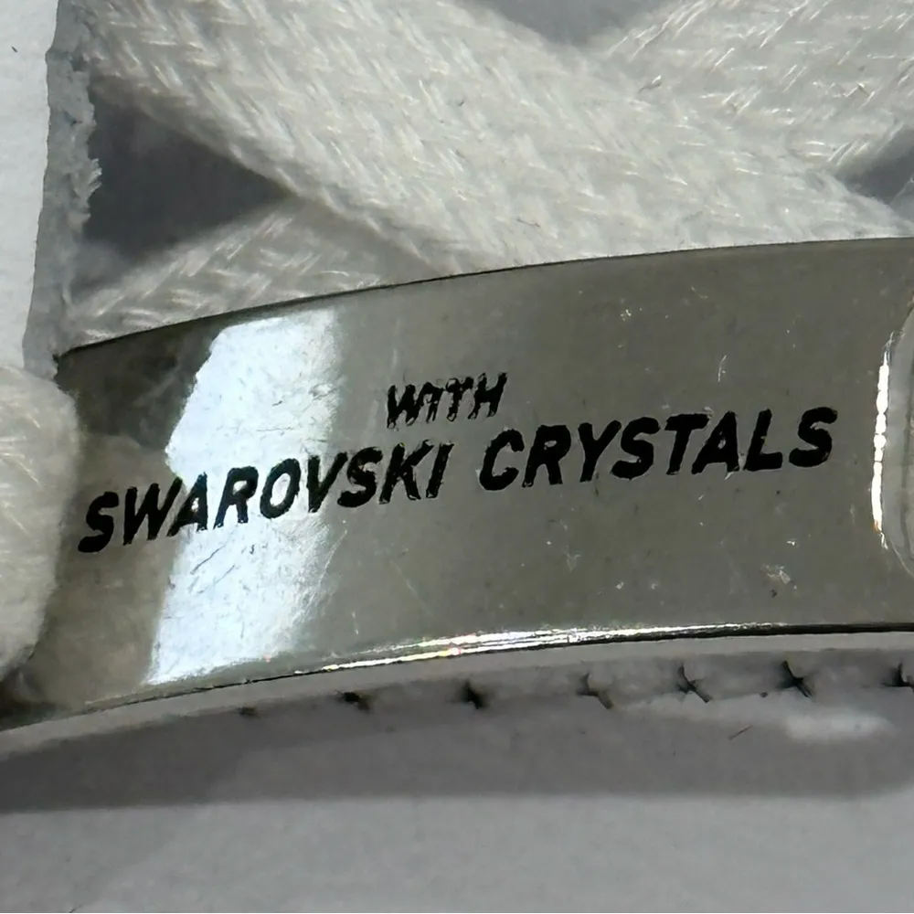 Adidas Stan Smith Swarovski Crystals Sneakers White Green Size 5 Sparkly Leather - Image 12