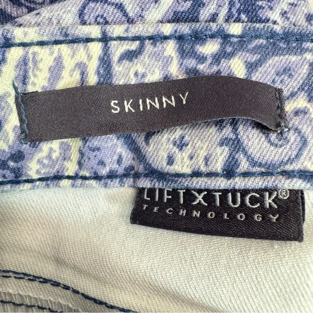 Chico’s x NYDJ Blue Paisley Skinny Ankle Jeans with LiftxTuck Technology - Image 4