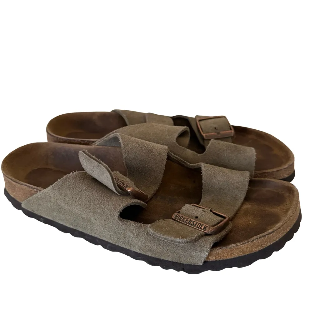 Birkenstock Betula Arizona Sage Suede Leather Double Strap SIZE 39 Narrow - Image 5