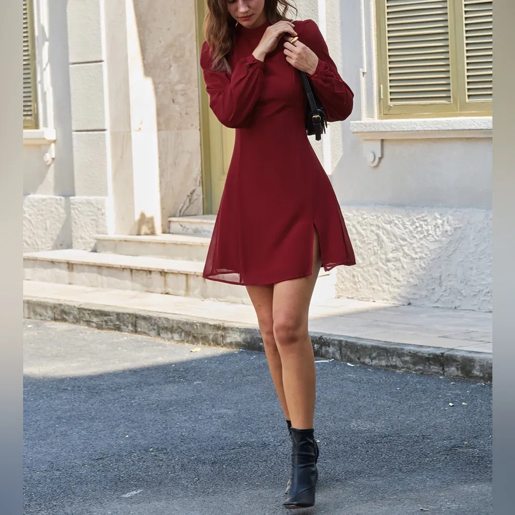 Rihoas Red Mock Neck See - Image 5