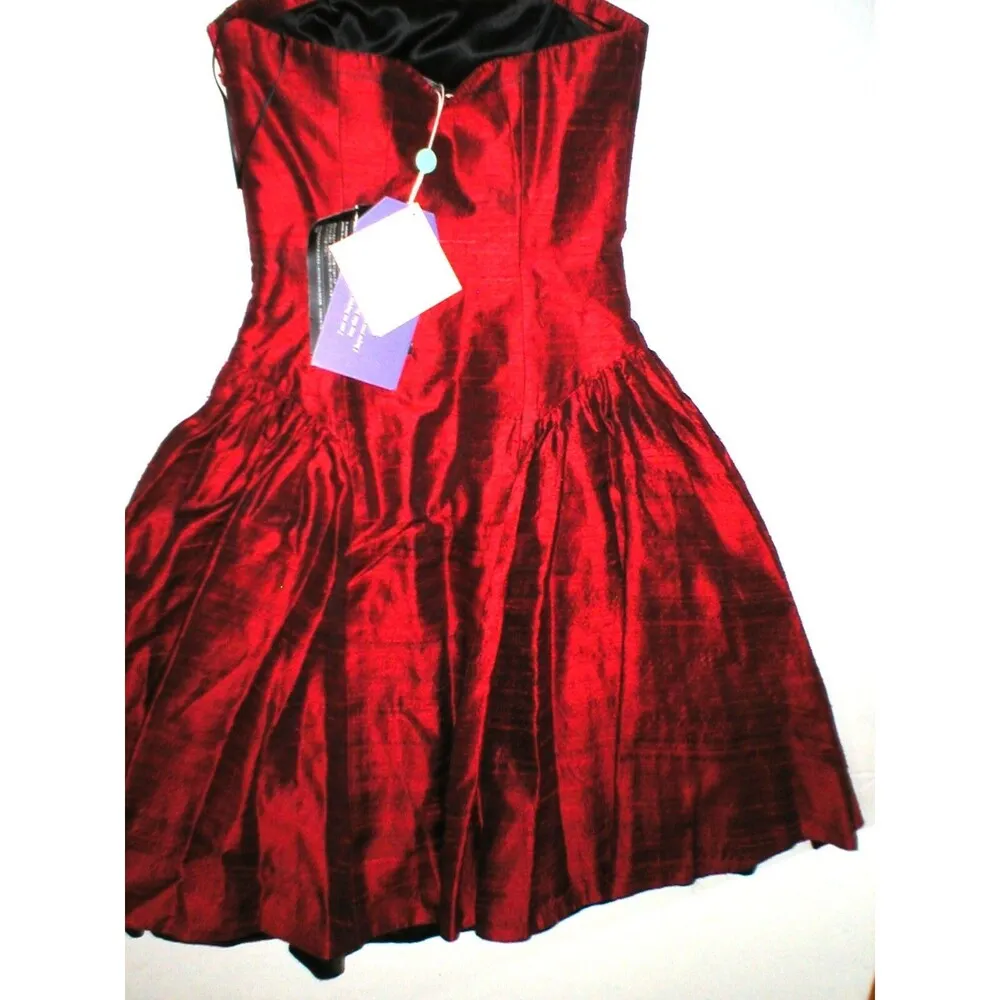 New Womens NWT Italy Eco Silk Red Dress XS S Designer Giulia Rien a Mettre Party - Image 4