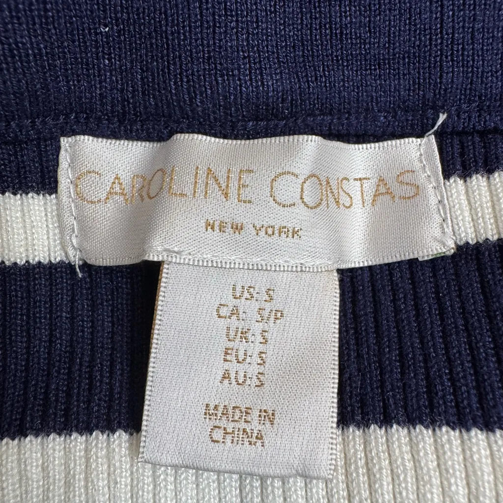 Caroline Constas New York Navy Blue White Striped Maxi Sweater Dress Small - Image 2