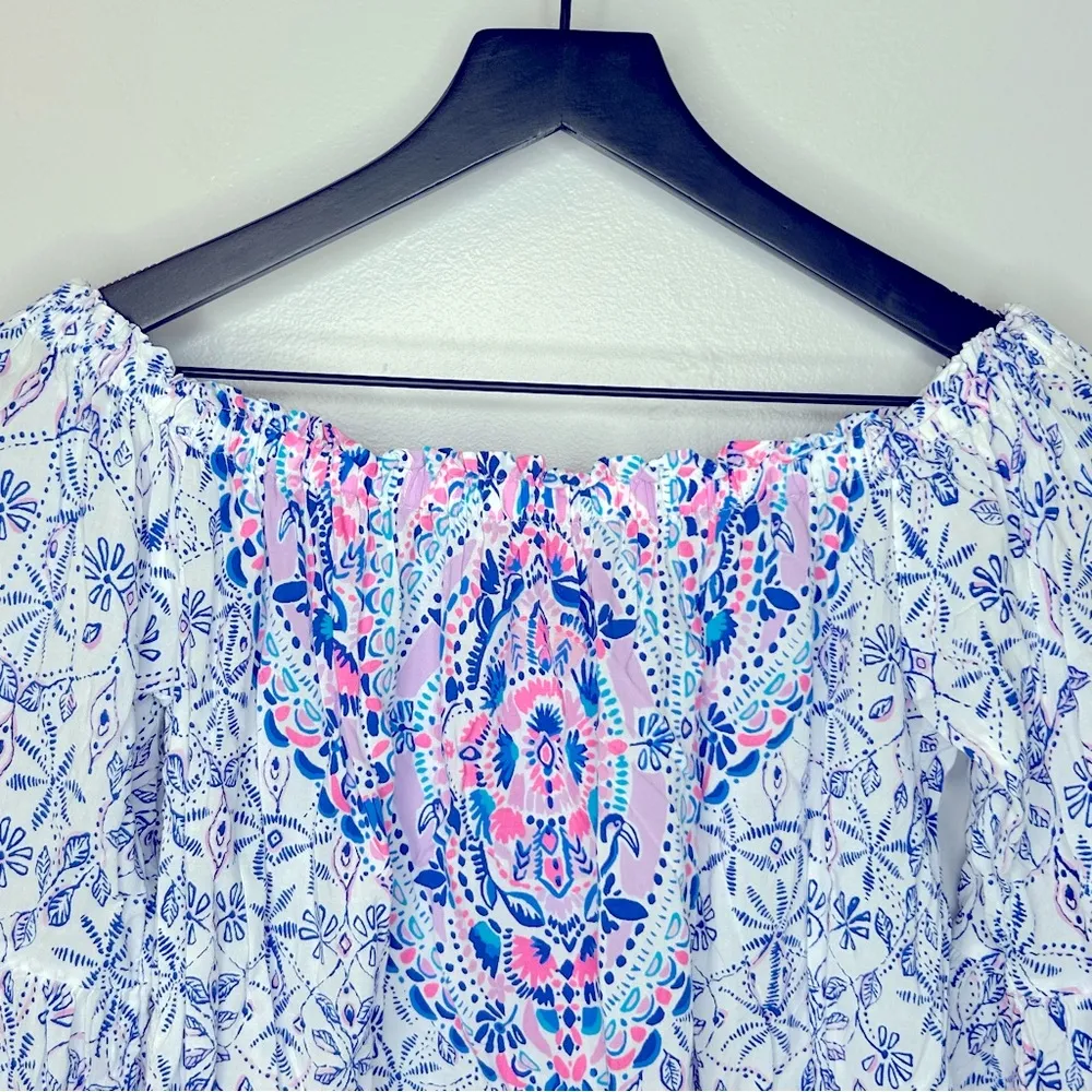 Lilly Pulitzer Resort White Time To Shine Nevie Off The Shoulder Top Size S - Image 5