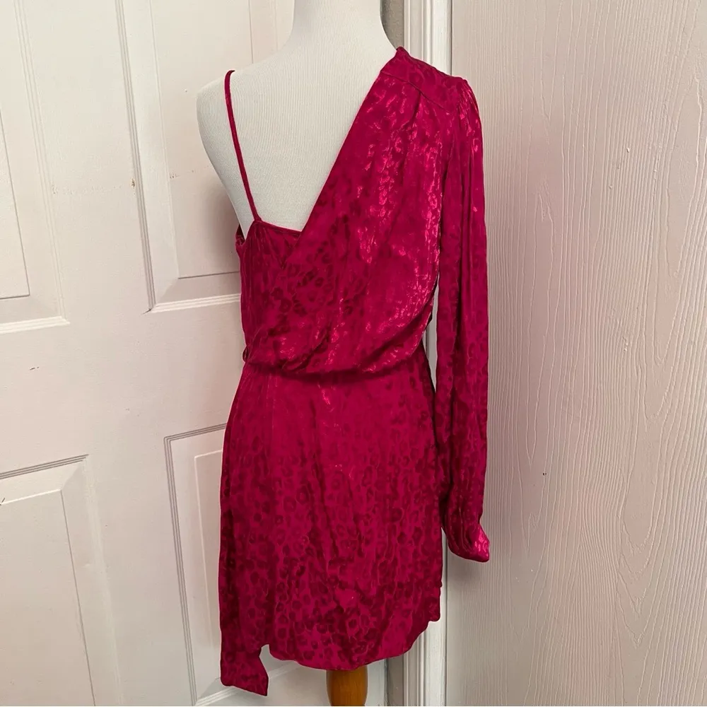 Topshop One Shoulder Drop Jacquard Leopard Dress - Image 8