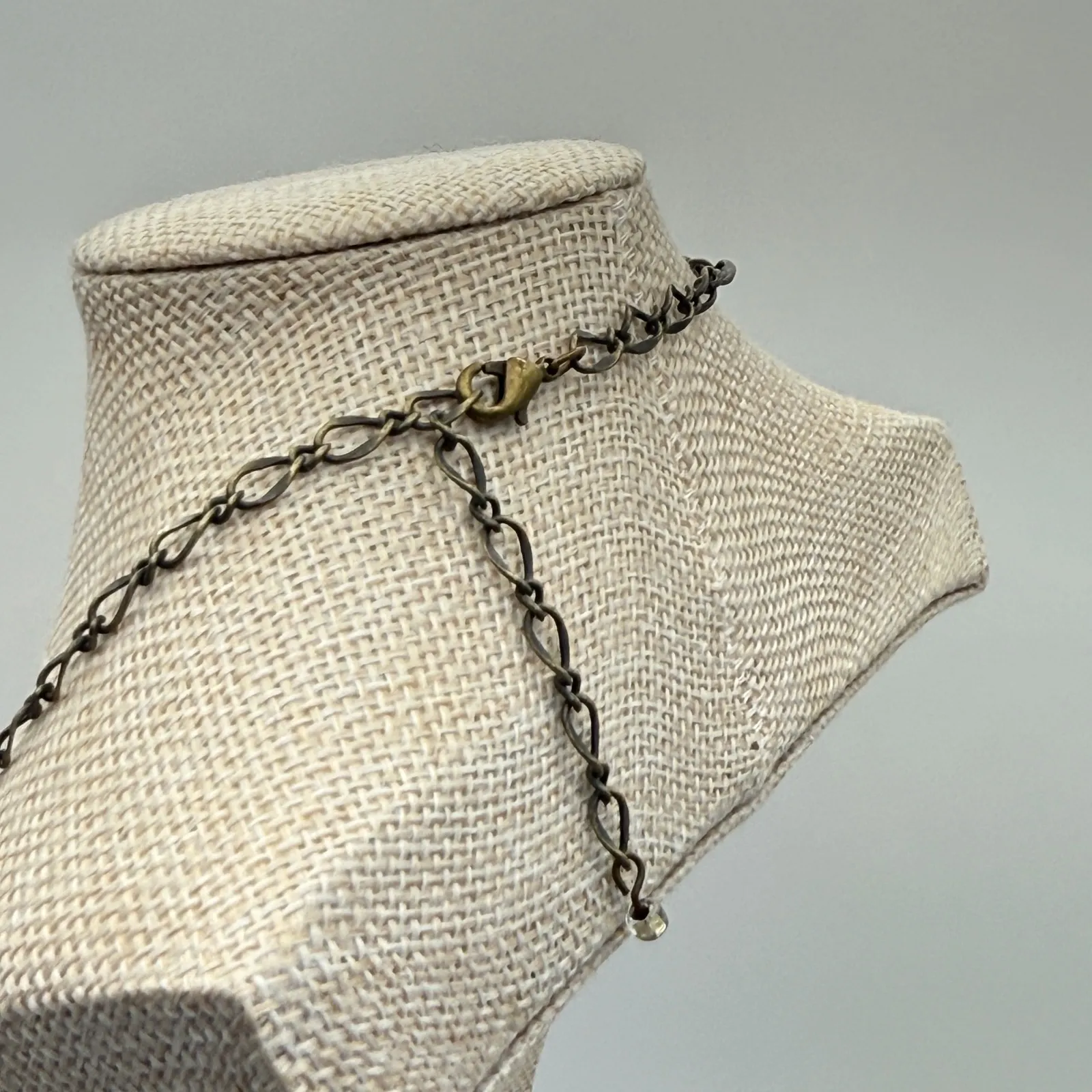 Boho Statement Necklace Bronze Chain Metal Mesh Crystal Beads‎ Adjustable Brown - Image 3