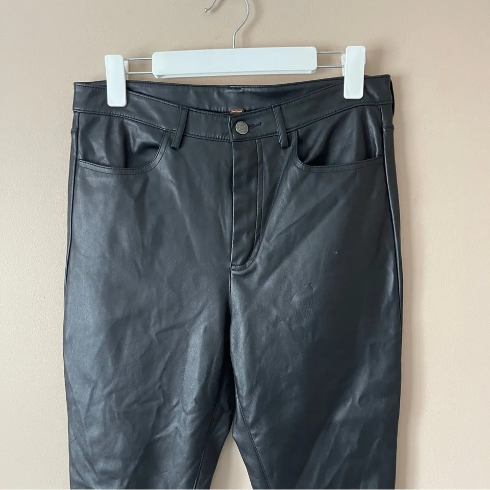 FREE PEOPLE | Black Vegan Faux Leather High Rise Long & Lean Pants Sz 31 - Image 3