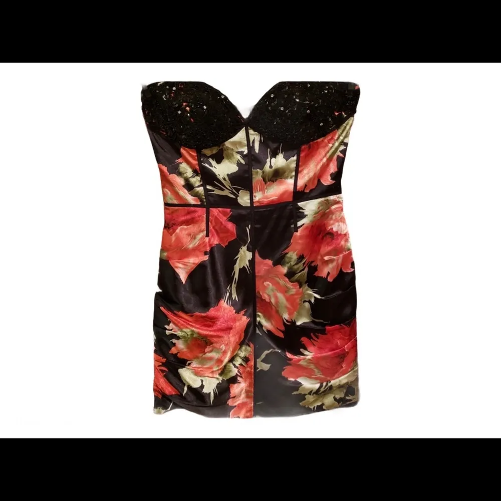 Sherri Hill Sequin Bodice Black Floral Dress 12 XC - Image 3