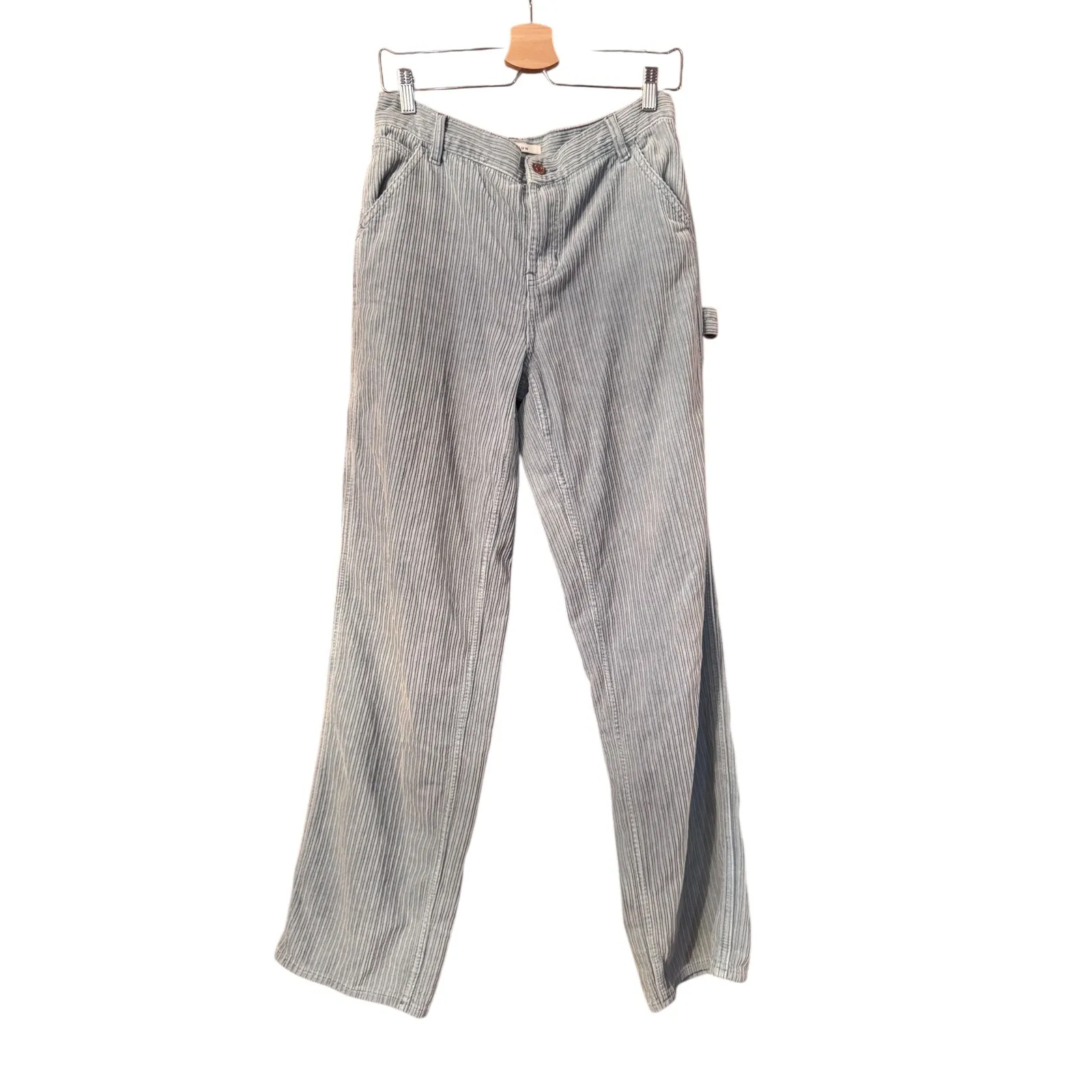 PacSun Baggy Carpenter Corduroy Pants Light Blue Size 26 Daisy Patch - Image 2