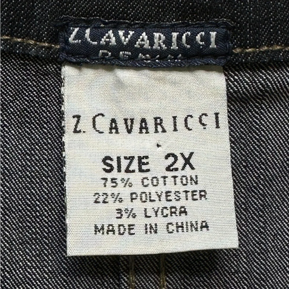 NWT Z Cavaricci Dark Denim Jacket 2X Stretch Contrast Stitching Notched Lapel Blue - Image 13