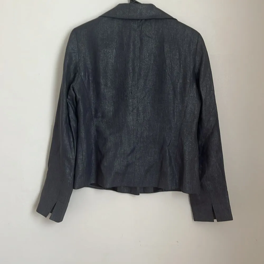 Lafayette 148 New York Gray Hip Length 3 Button Blazer - Image 7