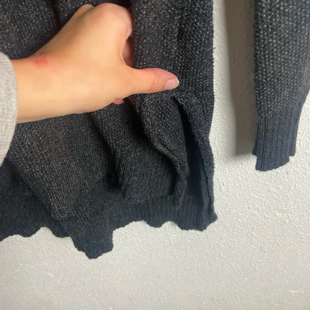 American Eagle Women’s Size Large Hooded Sweater Wool Black Grey Slouchy Knit - Image 4