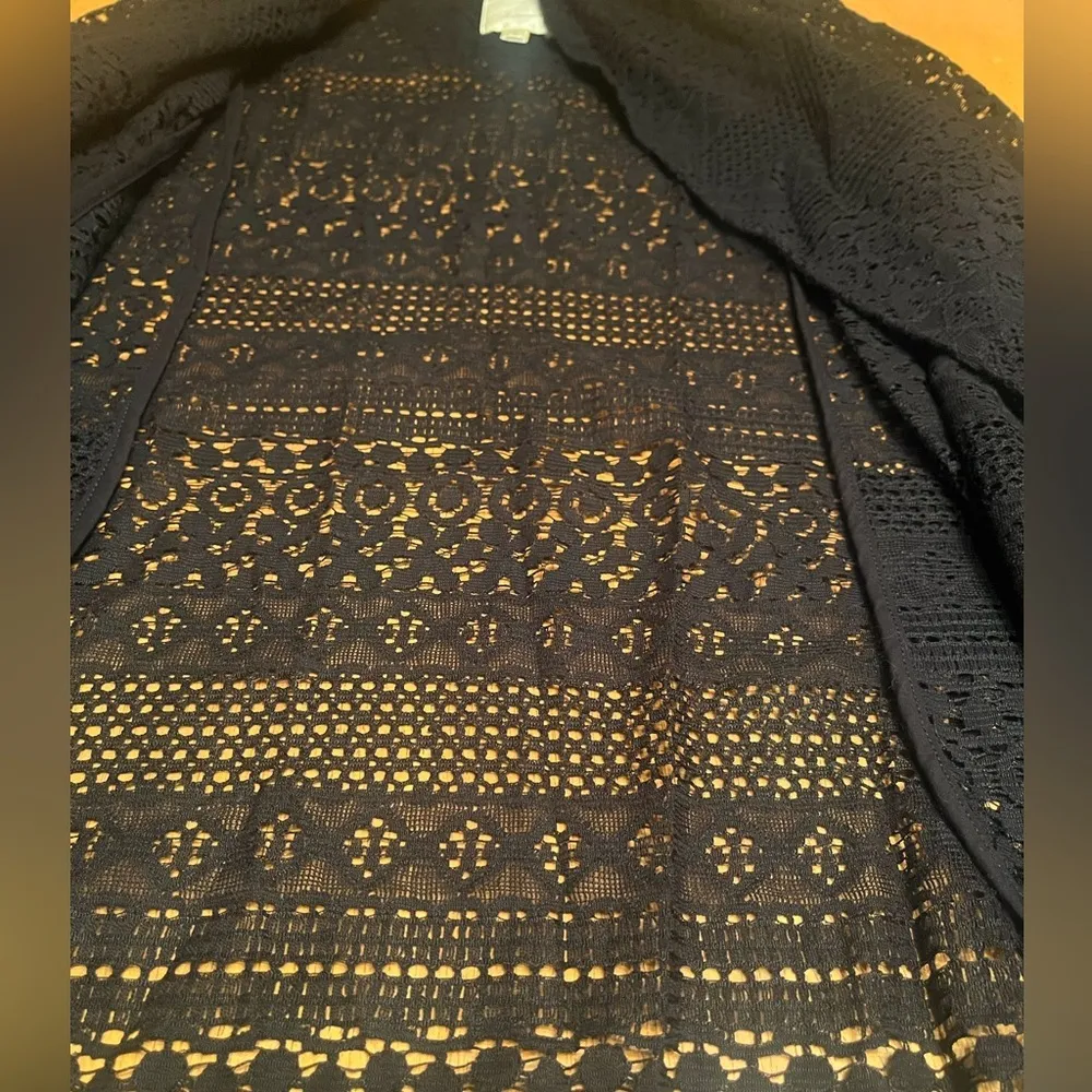 Elevenses open front long sleeve black beach cover up, size Small - Image 2