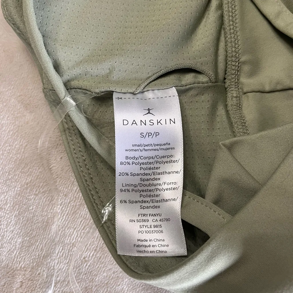 Sage Green One Shoulder Padded Push Up Sports Bra Danskin Athletic Crop Sz S EUC - Image 5