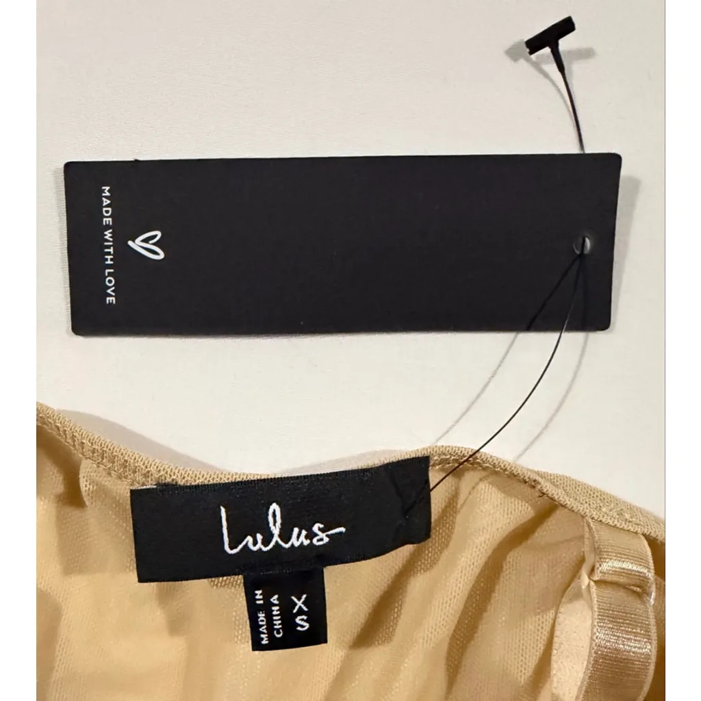 Lulus XS Embroidered Floral Mesh Bodysuit Beige Nude Sheer Corset Bustier Style - Image 6