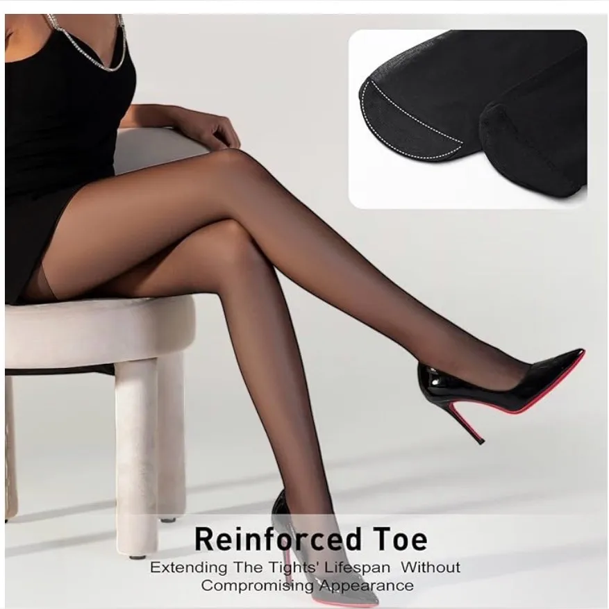 NEW Honeysea 3 20D Sheer Black Tights Ultra Soft Nylon High Waist Pantyhose L - Image 10