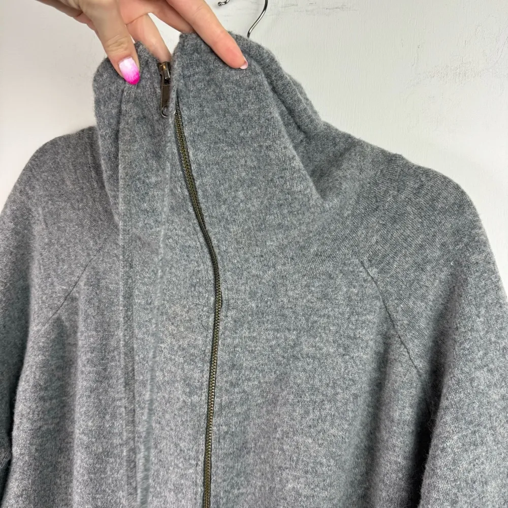 Ellen Tracy 100% Wool Cowl Neck Zip Sweater Jacket Sz XL Grey - Image 3