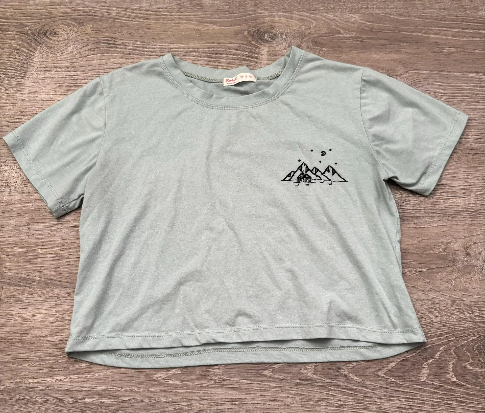 Embroidered Mountain Graphic Cropped Tee - Image 2