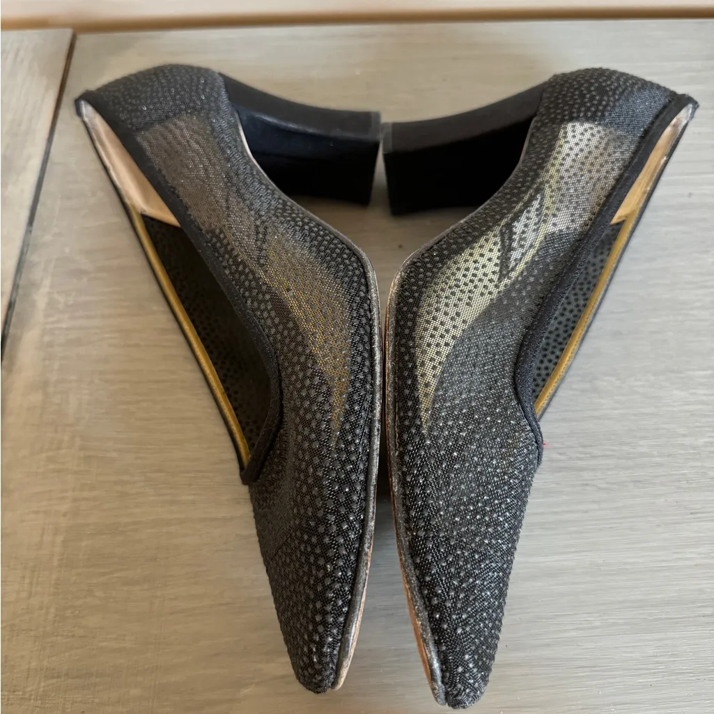 Nina‎ Block Heel Sparkle Pumps Square Toe Mesh Outer Leather Sole Size 9M - Image 7