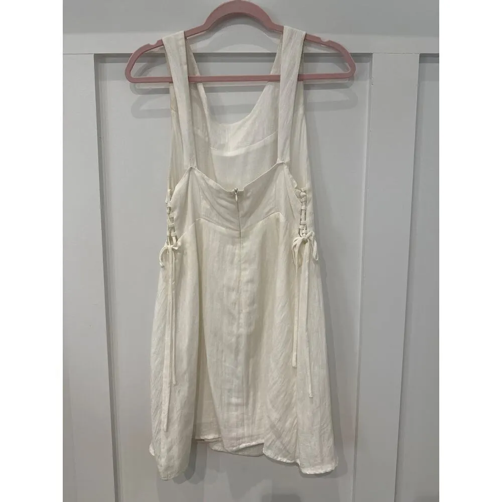 Lucca Couture Mini Dress with Side Lace Up Detail in White, M - Image 5