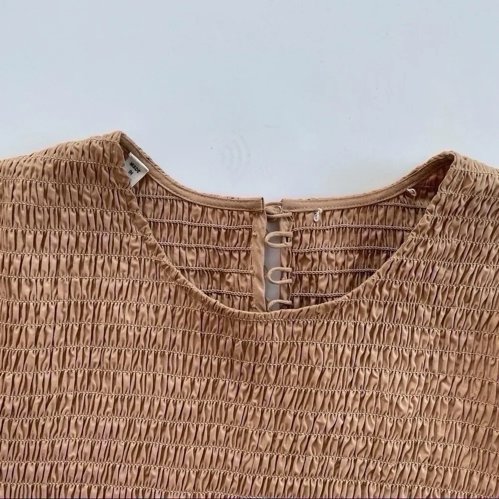 NEW A.L.C. Women’s Kora Smocked Puff Sleeve Mini Dress Desert Beige - Image 12