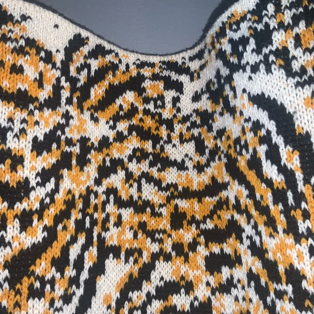 Rachel Comey Cream Black & Yellow Tiger Animal Print Round Neck Sweater L - Image 5