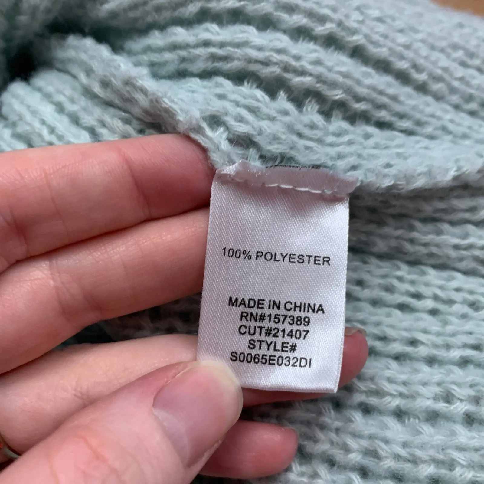 Originality Pearl Embellished Mock Neck Sweater Light Blue Size Large Oversize - Image 7