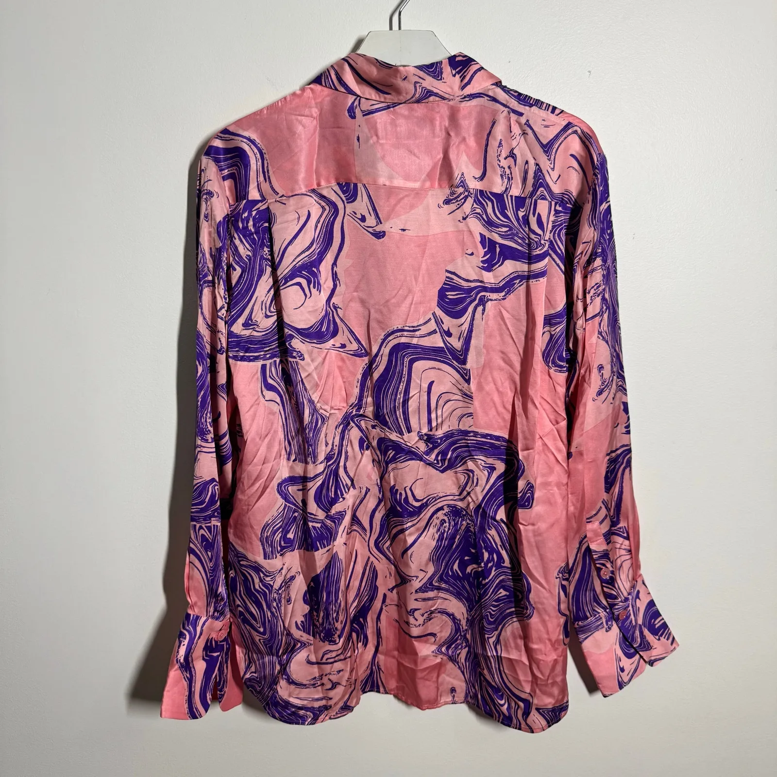 Equipment Femme Top Women XL Pink Purple Marbled Long Sleeve Button Up Career - Image 2