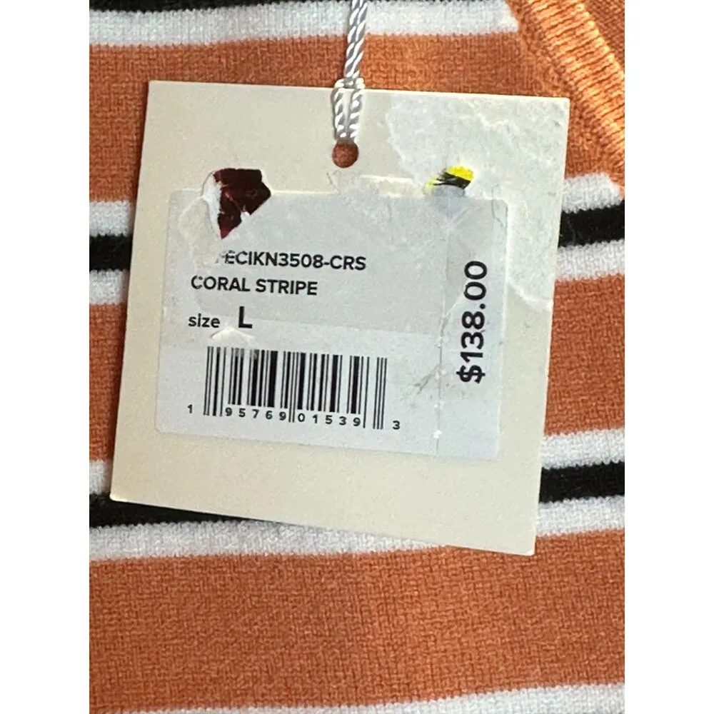Favorite Daughter Women's Size L Coral The Revenge Stripe Crop Knit Top NWT Orange Size L - Image 4