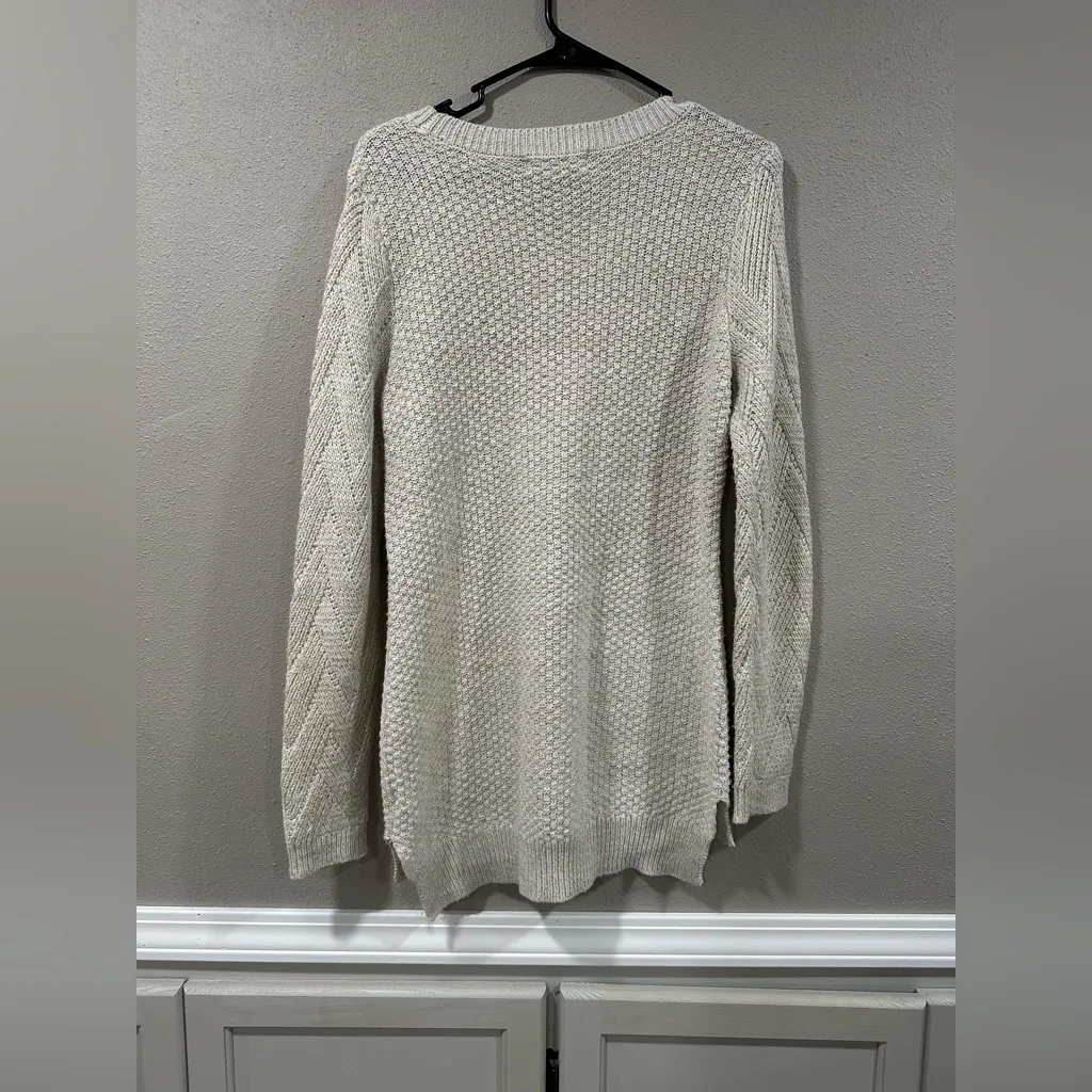 Pink Rose Cream Knit Sweater With Gold Glitter - Image 5