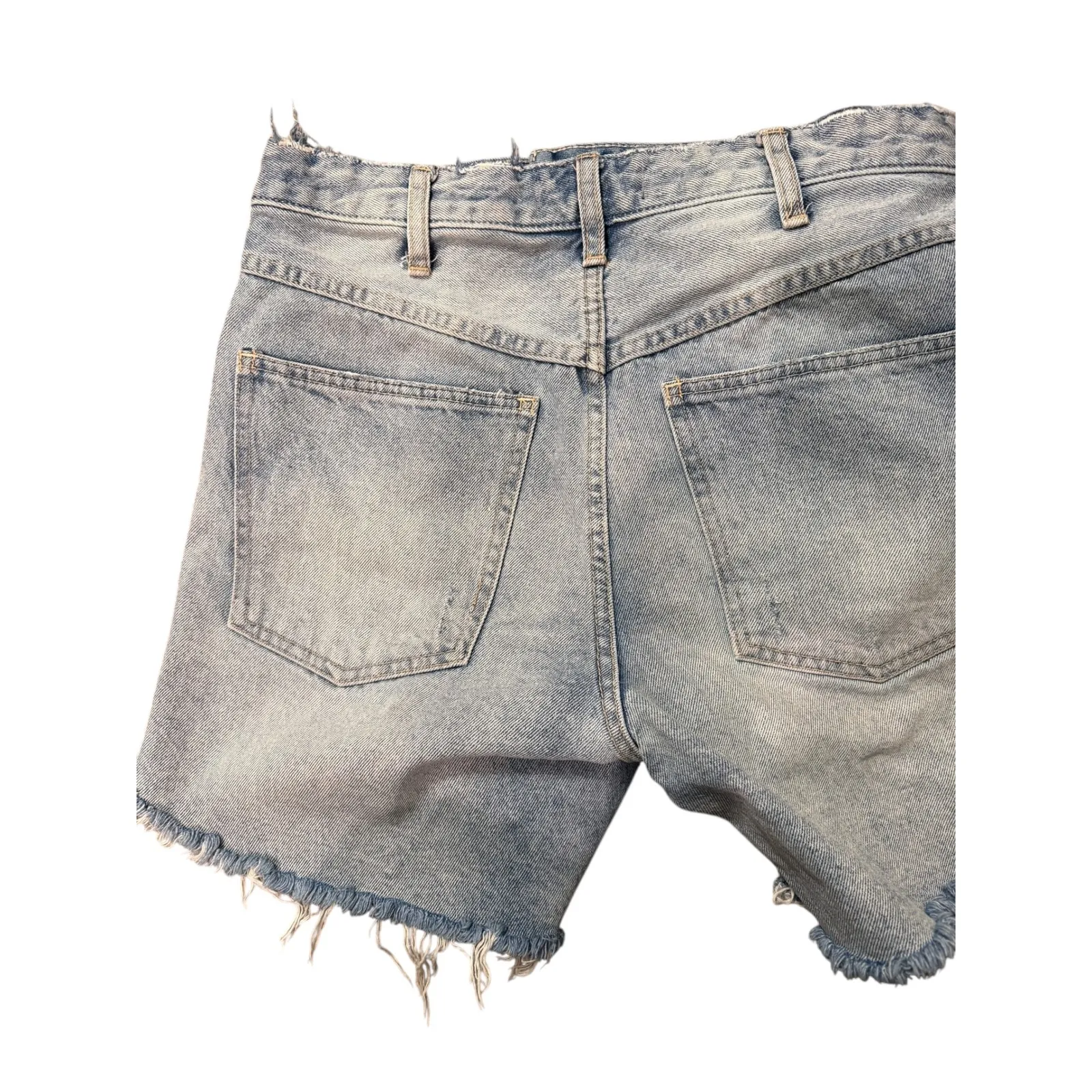 We The Free Twenty 8 Distressed Denim Cutoff Shorts Blue Frayed Hem - Image 3