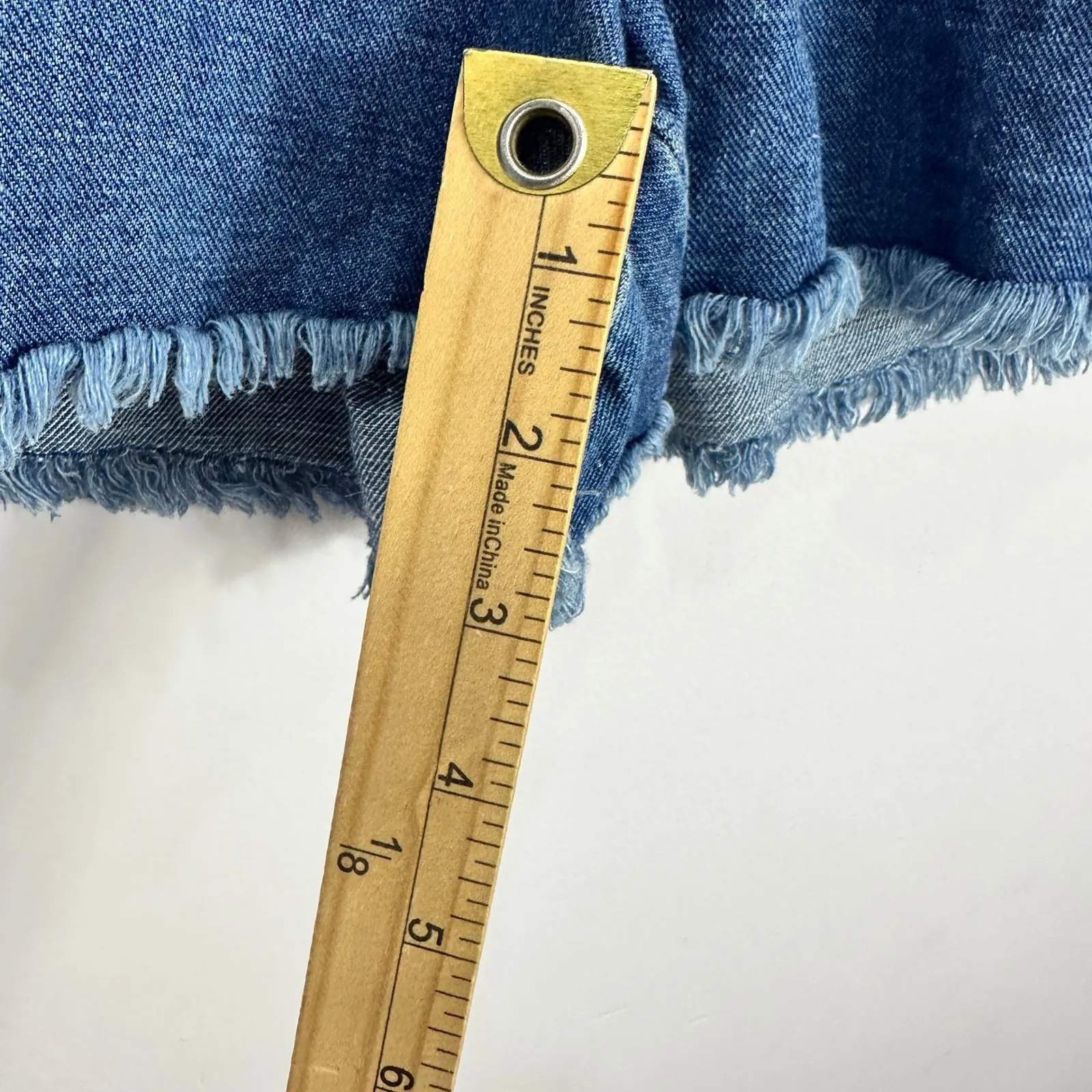 LOFT Denim Pull On Shorts Large Blue Raw Hem Rope Belt Coastal Resort Beachy - Image 5