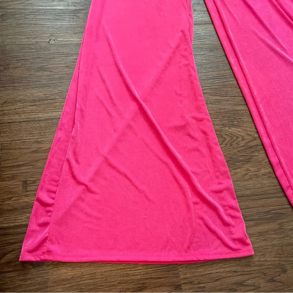 Y2K Pink Shimmer Barbie Flare Trouser Pull On Pants Wide Leg Flare Sz S/M Size M - Image 10