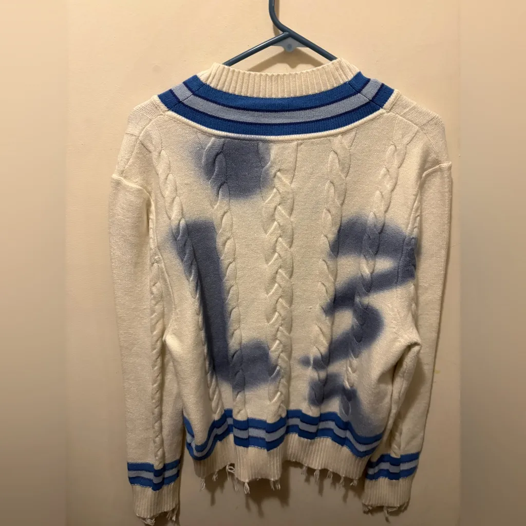 House of Sunny Players cable knit sweater size XS Blue - Image 10