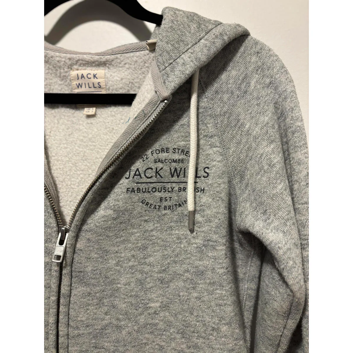 Jack Wills Gray Zip-Up Hoodie with Drawstring Hood - Image 3