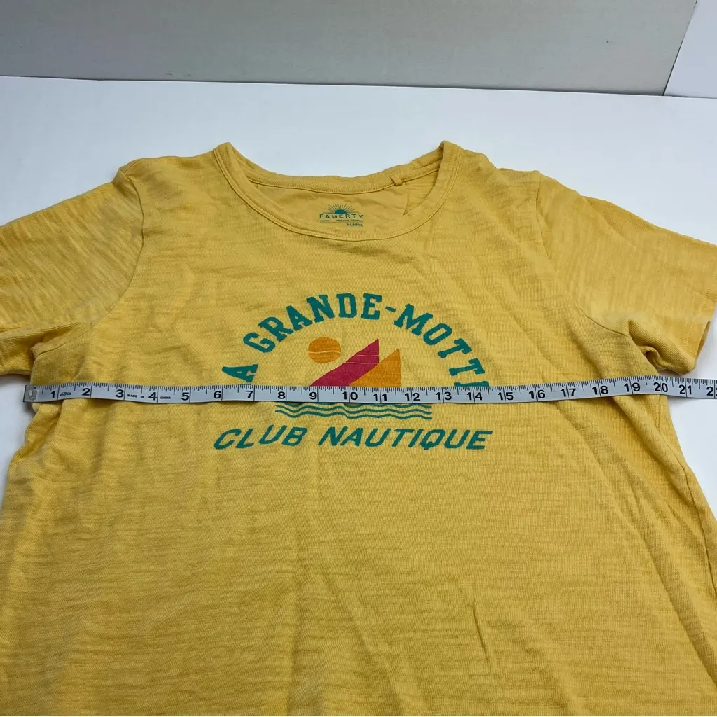 Faherty 100%‎ Organic Cotton Yellow Short Sleeve Shirt Womens XL La Grande-Motte - Image 6