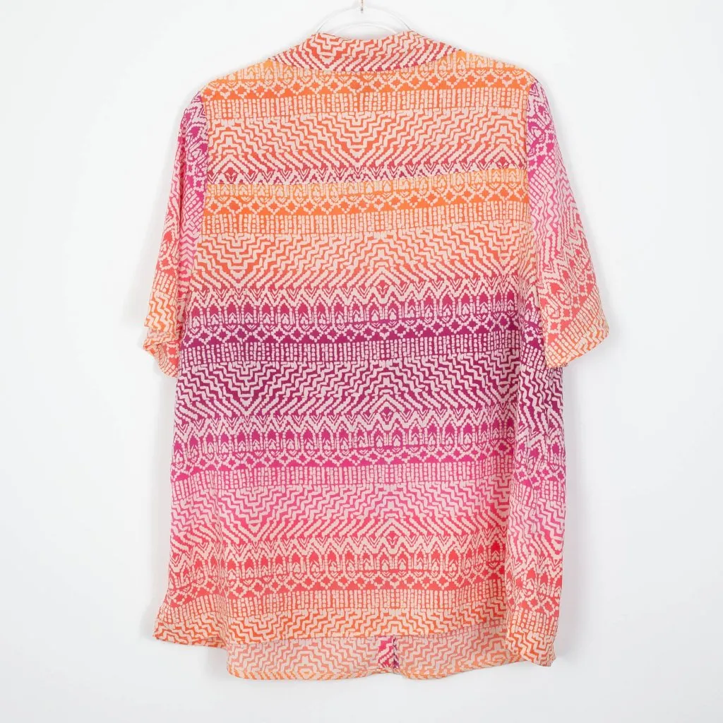 Catherines Womens Aztec Print Button Short Sleeve Top Size 0X Beachy Colorful - Image 4