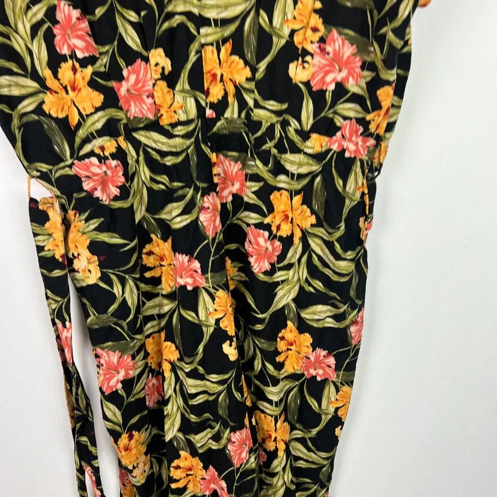 NWT Kensie Linen Blend Floral Print Tie Back V-Neck Crop Jumpsuit Size Medium M - Image 5