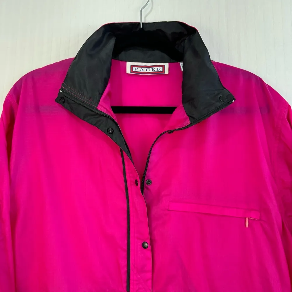 Pacer Vintage Nylon Neon Pink Windbreaker Pullover Jacket Women’s Medium Anorak - Image 3