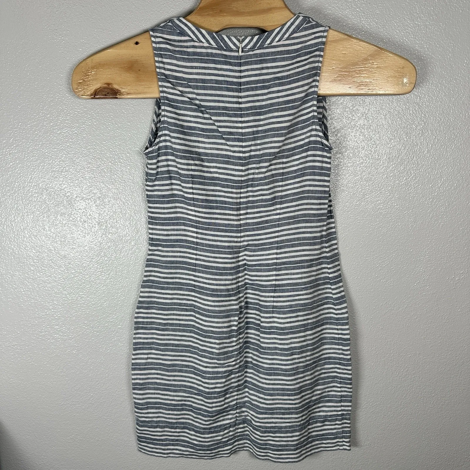 Boden Striped Everyday Linen Dress Sleeveless Pockets Blue White Womens Size 4R - Image 4