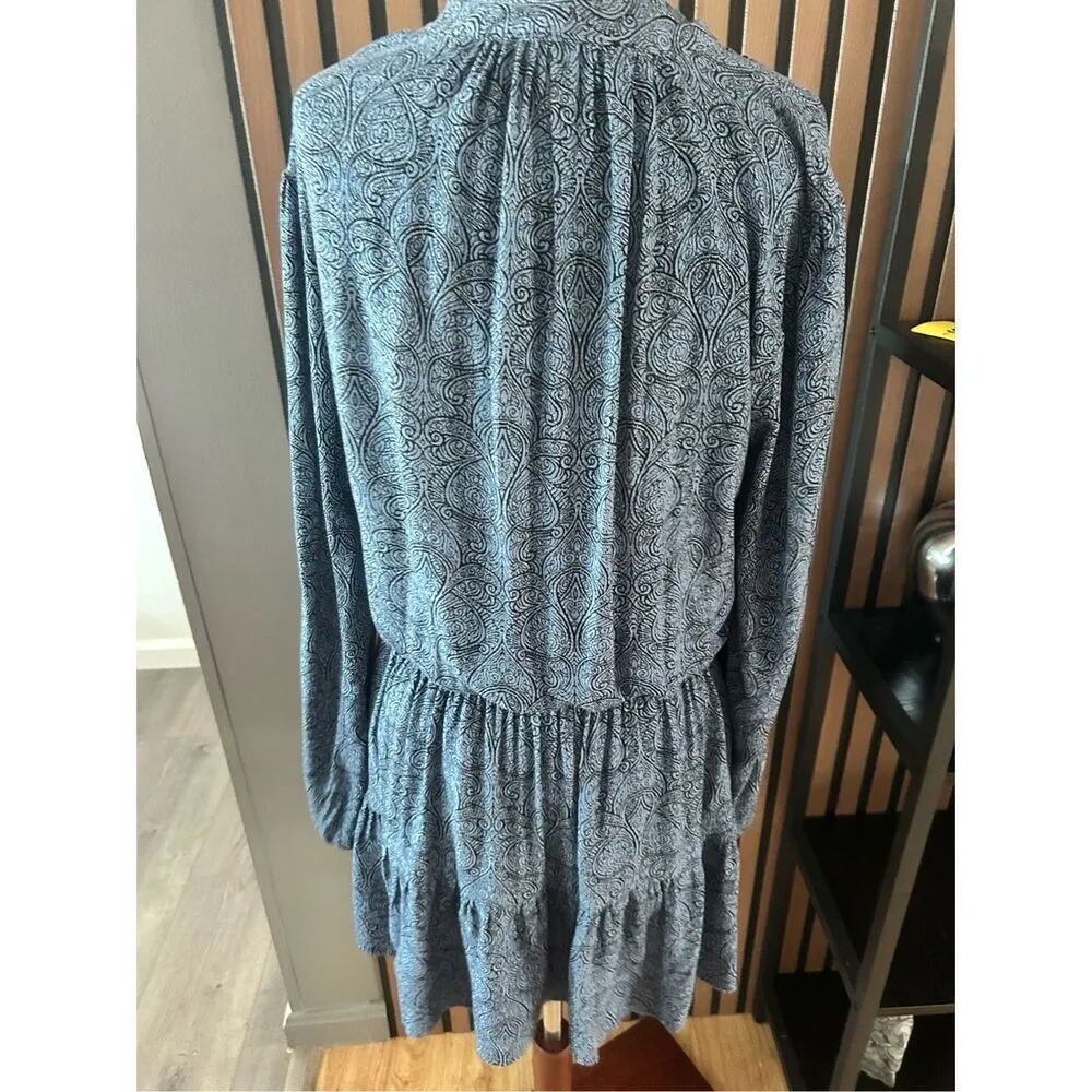 Michael Kors Blue Paisley V-neck Dress with Branded Neck Tie Size 4 mini western - Image 5