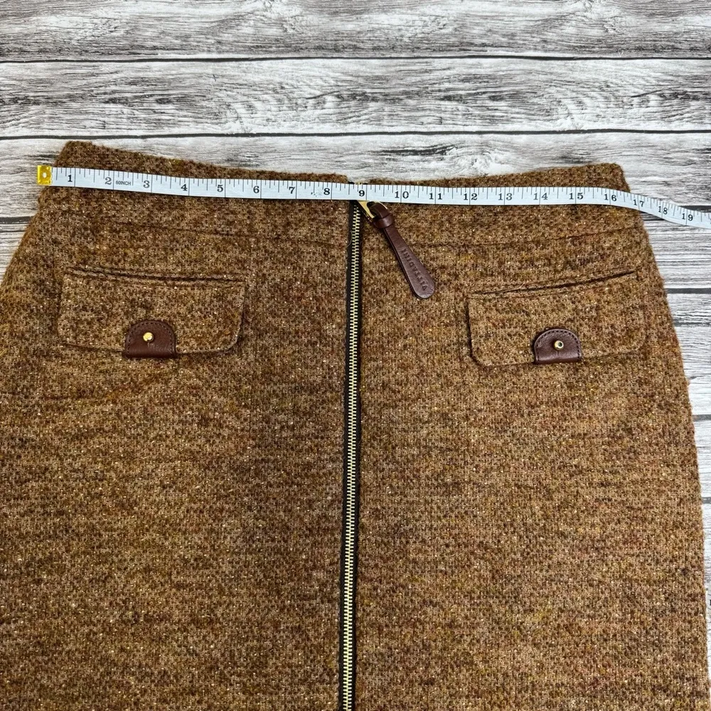 Vittadini Women's Wool Boucle Woven Tweed Skirt 10 Gold Brown Yellow Full Zipper - Image 11