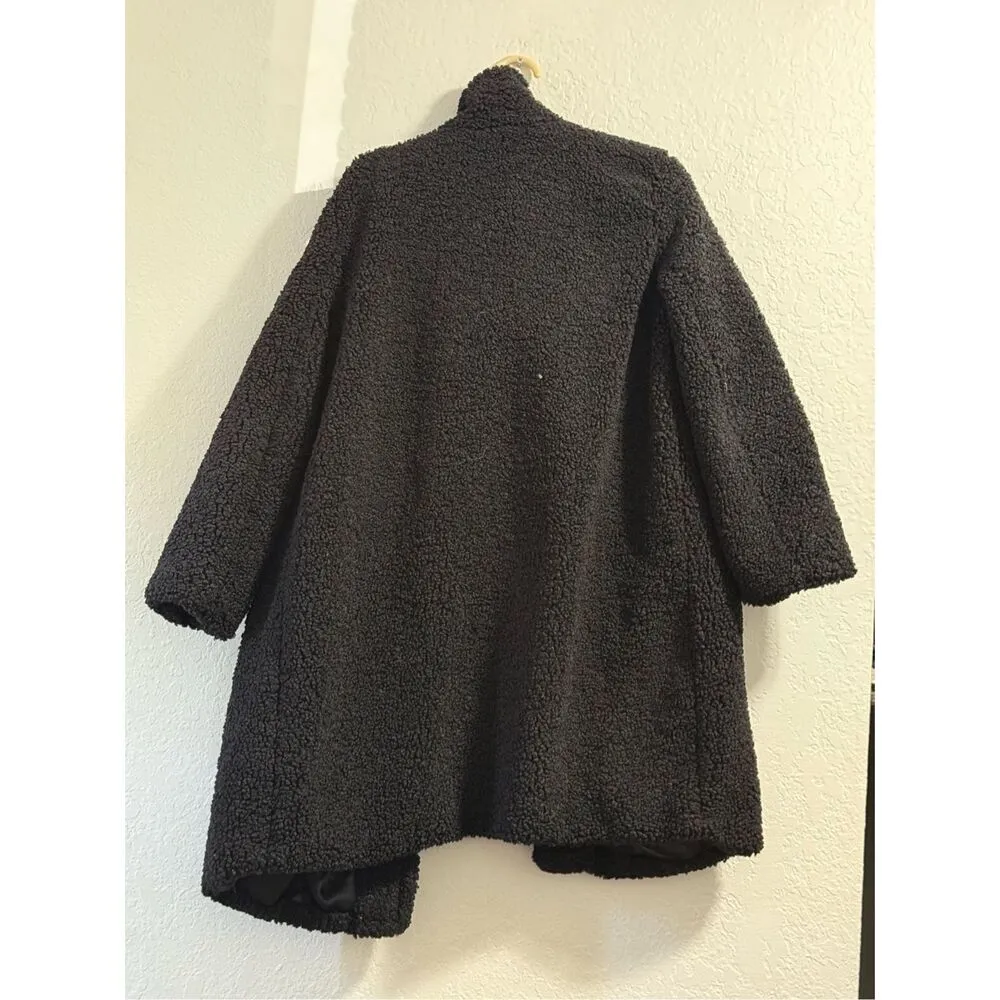 Urban Republic Jacket coat Size Medium Black Teddy Bear Faux Fur Sherpa - Image 3
