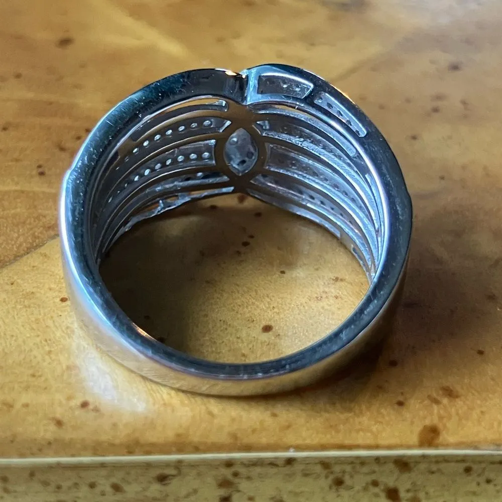 Natural White Diamond Sterling Silver Ring Size 7 - Image 5