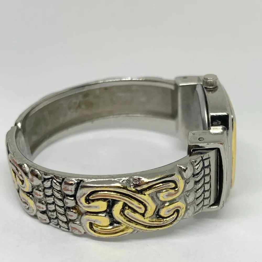 Geneva women’s silver gold tone quartz analog watch 25mm case cuff bracelet - Image 5