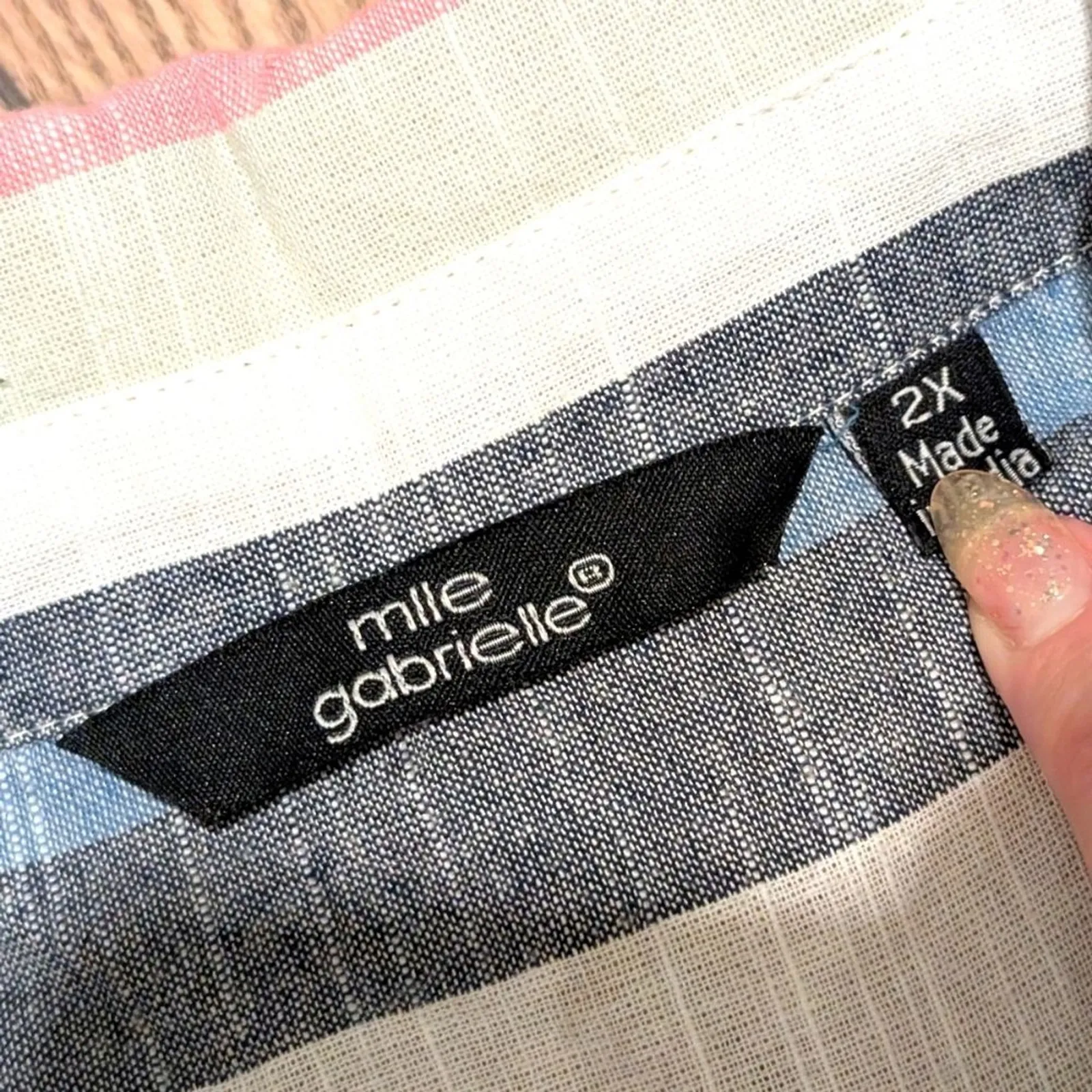 🆕 Plus Size 2X Shirt Dress 18 20 Linen Look Striped Shirtdress Preppy Old Money - Image 2