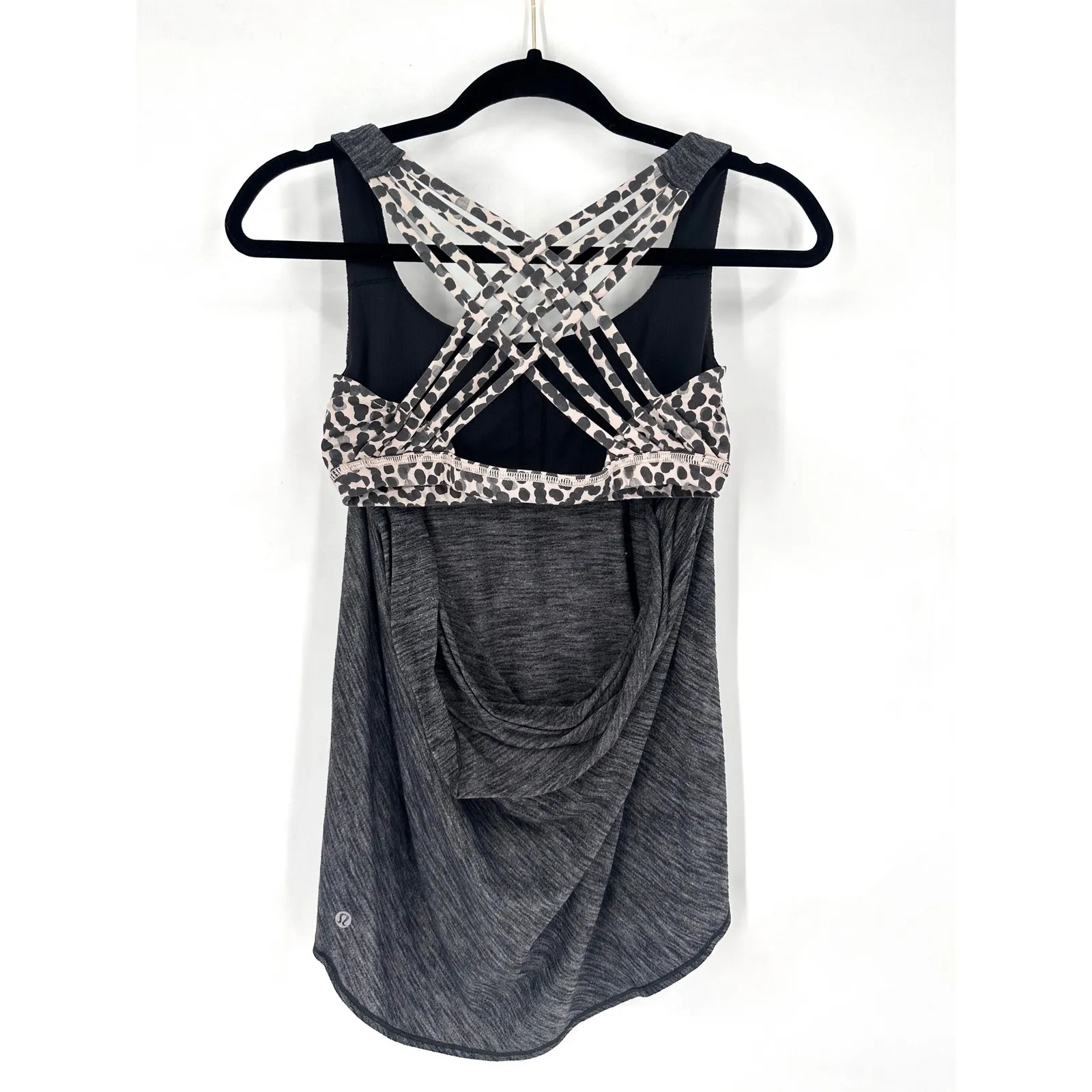 Lululemon Athletica Size 6 Wild Tank Sports Bra Heathered Black Built in Bra - Image 4