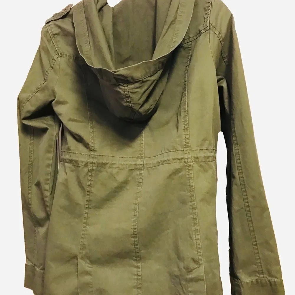 Utility Cargo Hooded Long Sleeve Zippered Jacket by New Look Army Green Medium - Image 3