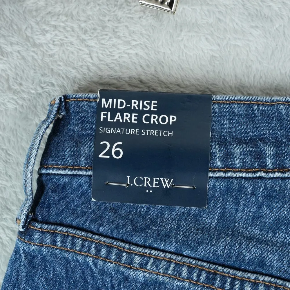J Crew Factory Jeans Womens 26 Blue Mid Rise Flare Crop Button Fly Stretch 29x26 - Image 11