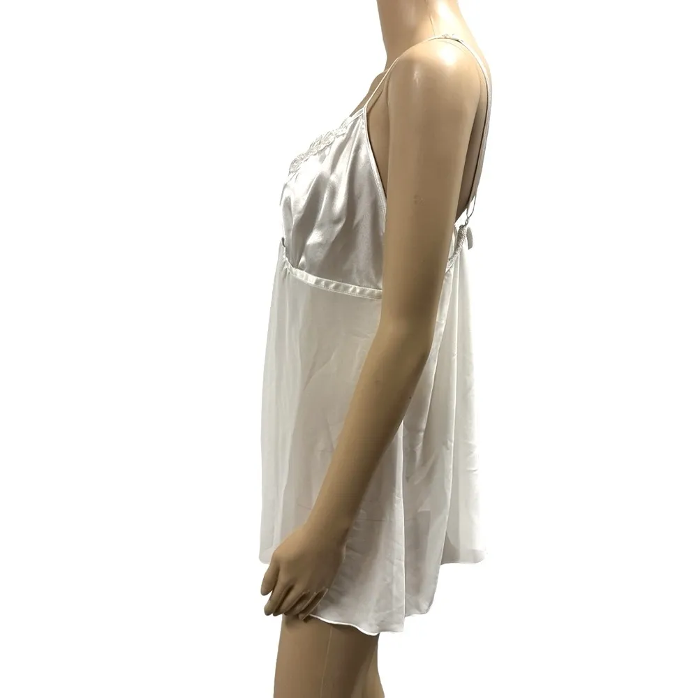 Linea Donatella Set White Satin Lingerie Peignoir Nightgown and Robe Womens XL - Image 7