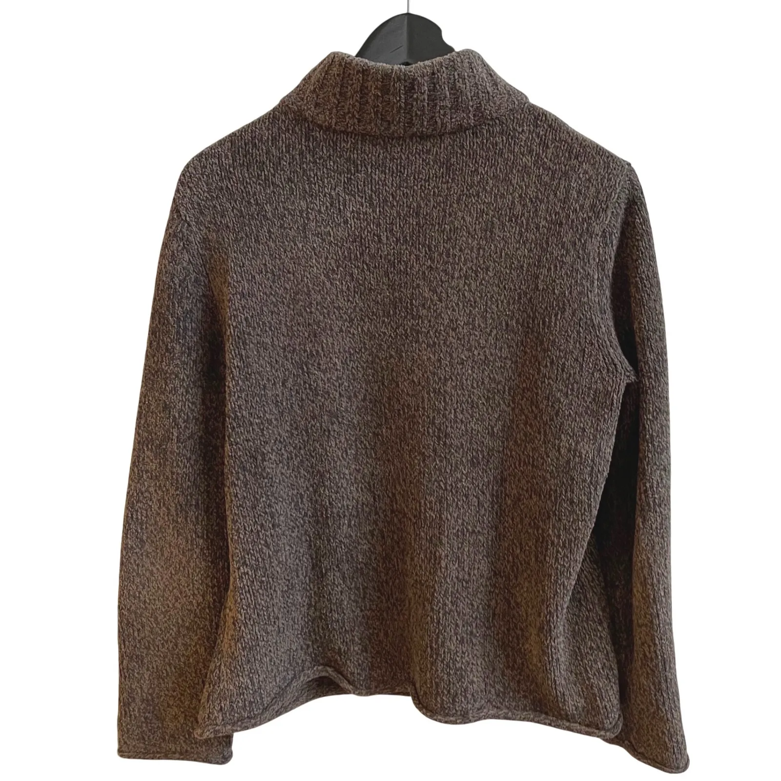 J Jill Women's Gray‎ Brown Speckled Knit Quarter Zip Mock Neck Sweater Small Gray - Image 3